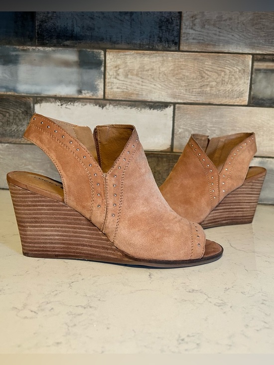 Lucky Brand Shoes - 🍀 Lucky Brand Ulyssas Suede Leather Open Toe Wedge Studded Ankle Bootie Sandal